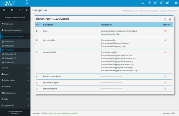 Navigation: Per Klick Webseiten zuordnen und sortieren