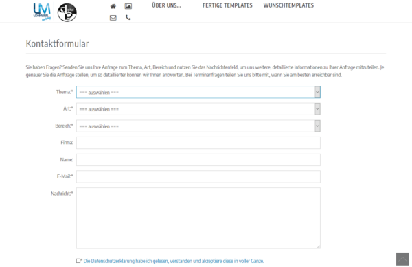 Kontaktformular jederzeit erweiterbar, inkl. Datenschutzhinweis