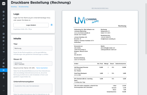 Mini Onlineshop Plugin: Bestellungen, Rechnungen druckbar