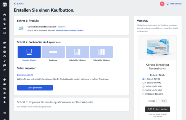 Produktverkaufssystem - Kauffunktion auswählen