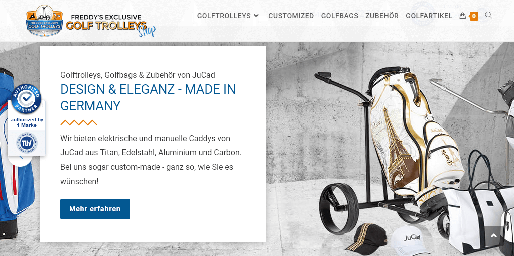 Referenzen/Beispiele: Shop von exclusive-golf-trolleys.de/shop/