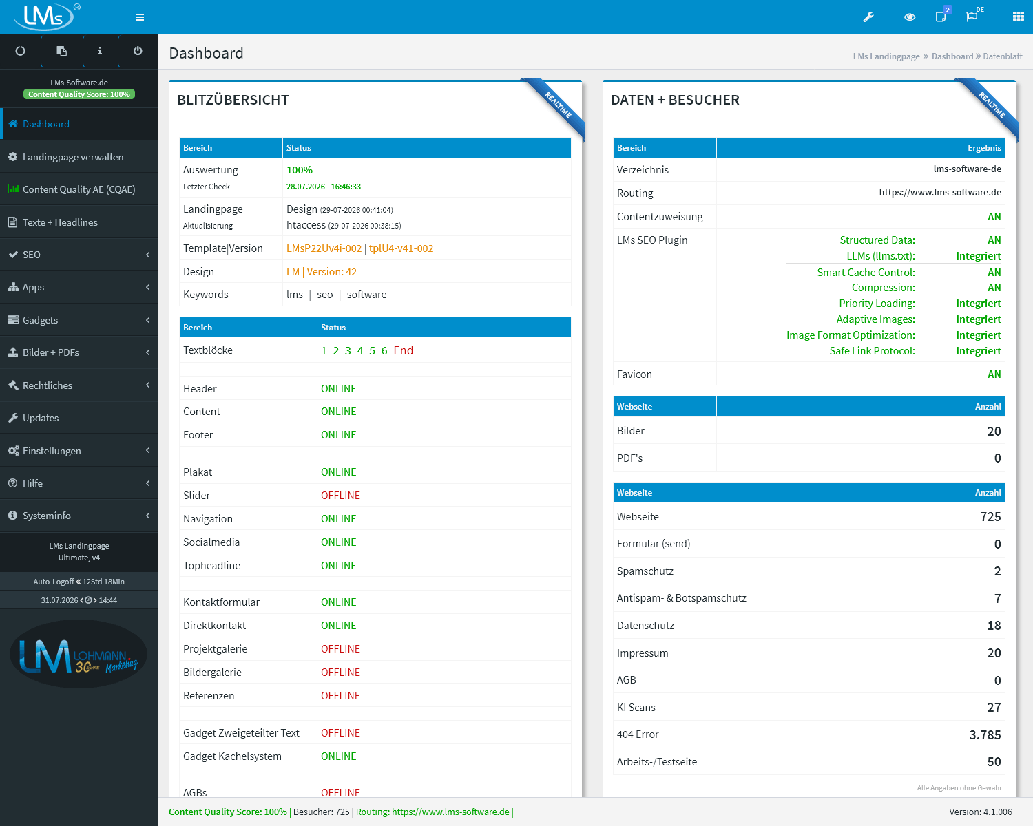 Landingpage Ultimate - Mietversion 15 LMs CMS System LP Ultimate 1
