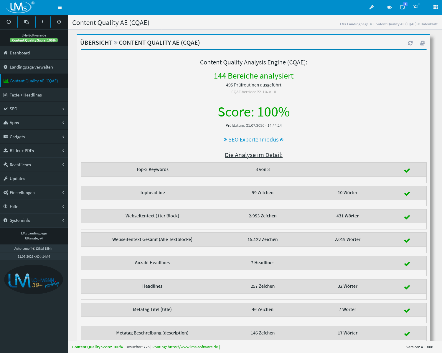 Landingpage Ultimate - Mietversion 16 LMs CMS System LP Ultimate 2