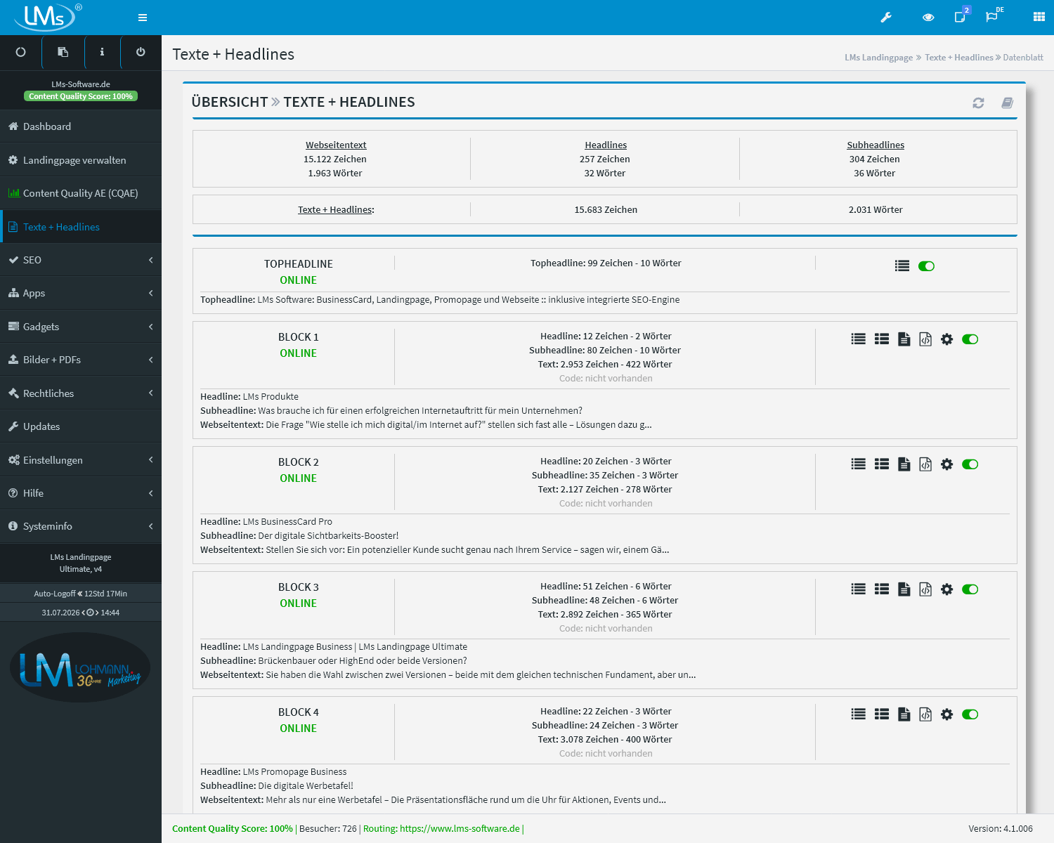 Landingpage Ultimate - Mietversion 17 LMs CMS System LP Ultimate 3
