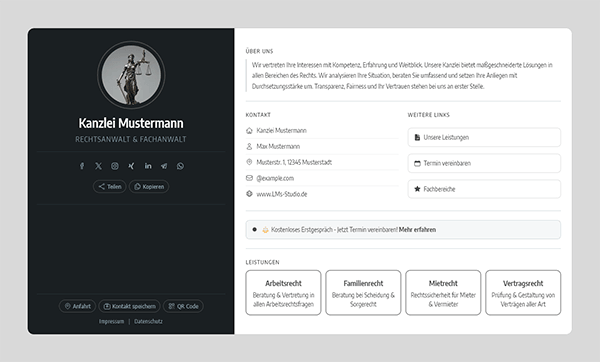 BusinessCard Pro (Visitenkarte) 5 BusinessCard: Muster 1004, Rechtsanwalt/Kanzlei